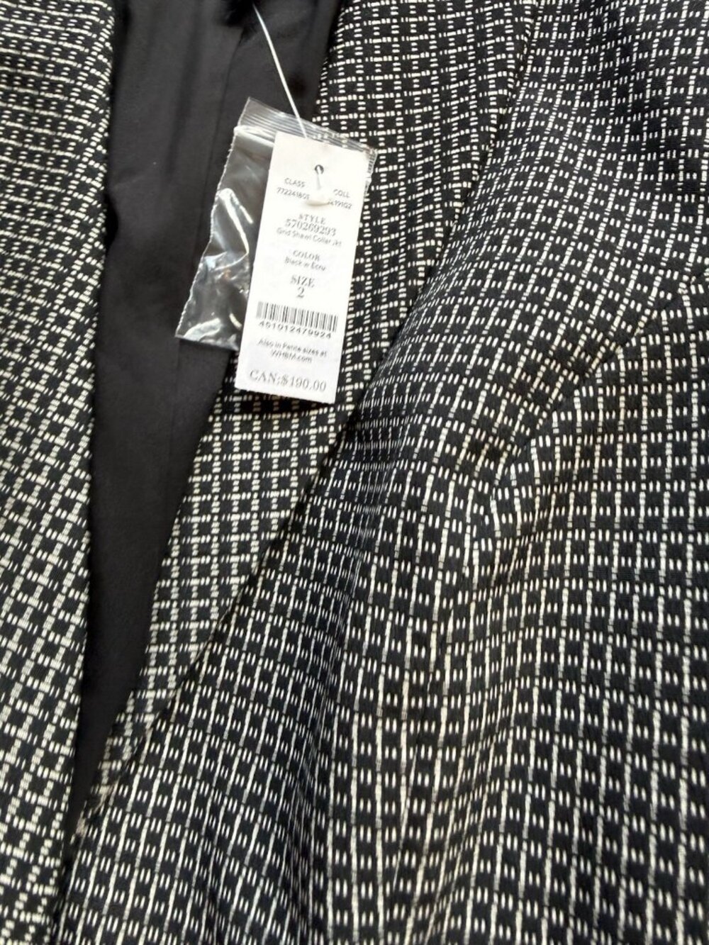 New White House Black Market Blazer Jacket Grid Shawl Collar Jacket - Picture 4 of 10